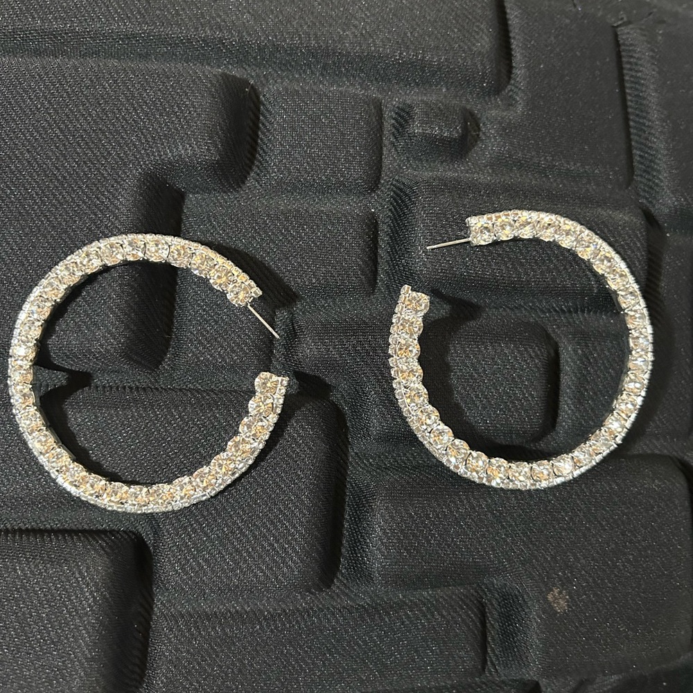 Sparkling Gold Crystal Hoop Earrings bling rhinestone hoops loops diamond
